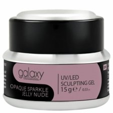 Gradivni kamuflažni gel za nadogradnju noktiju GALAXY UV/LED Opaque Sparkle Jelly Nude 15g